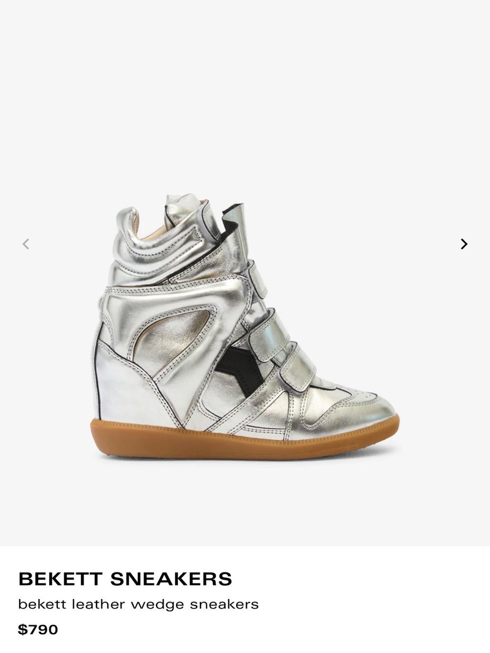 Isabel Marant Silver Metallic Wedge Sneakers with Gum Sole